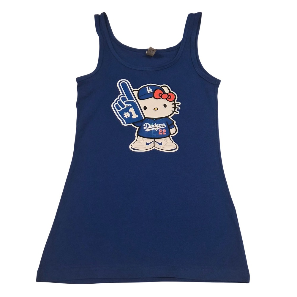 Next Level Hello Kitty Los Angeles Dodgers MLB Tank Top Blue Small
